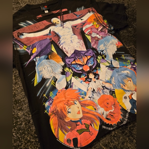 🔥🔥Neon Genesis Evangelion Graphic Tee - Black and Multicolor BSC TEE - Picture 2 of 9